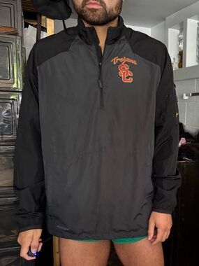 USC Trojans Black Pullover Windbreaker Jacket